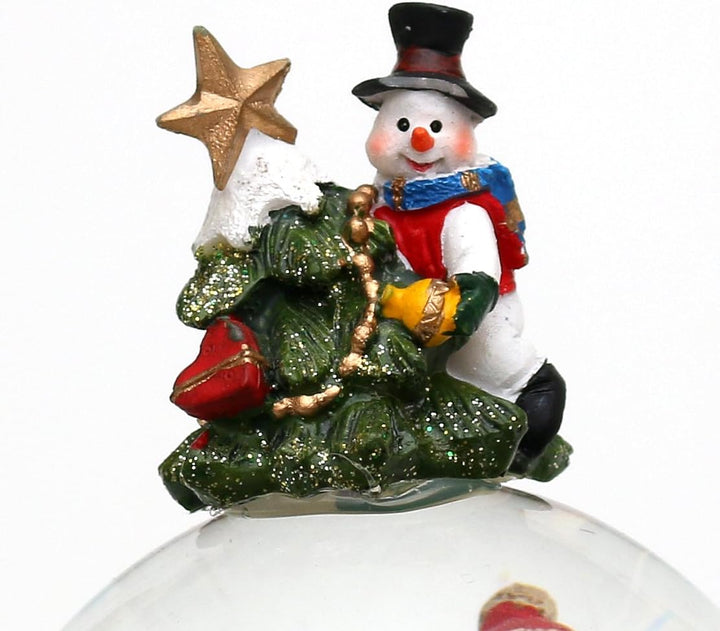 Dekohelden24 XXL Doppel-Schneekugel, Tannenbaum mit Spieluhr, Masse H/B/Ø Kugel: ca. 21 x 12 cm/Ø 6