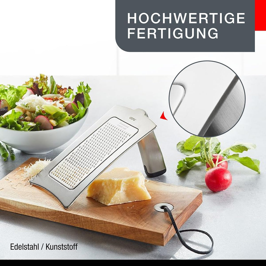 GEFU Gourmet-Reibe FORMAGGIO – Feine Reibefläche mit DIAMOND LASER CUT Schärfe | Ergonomischer Griff