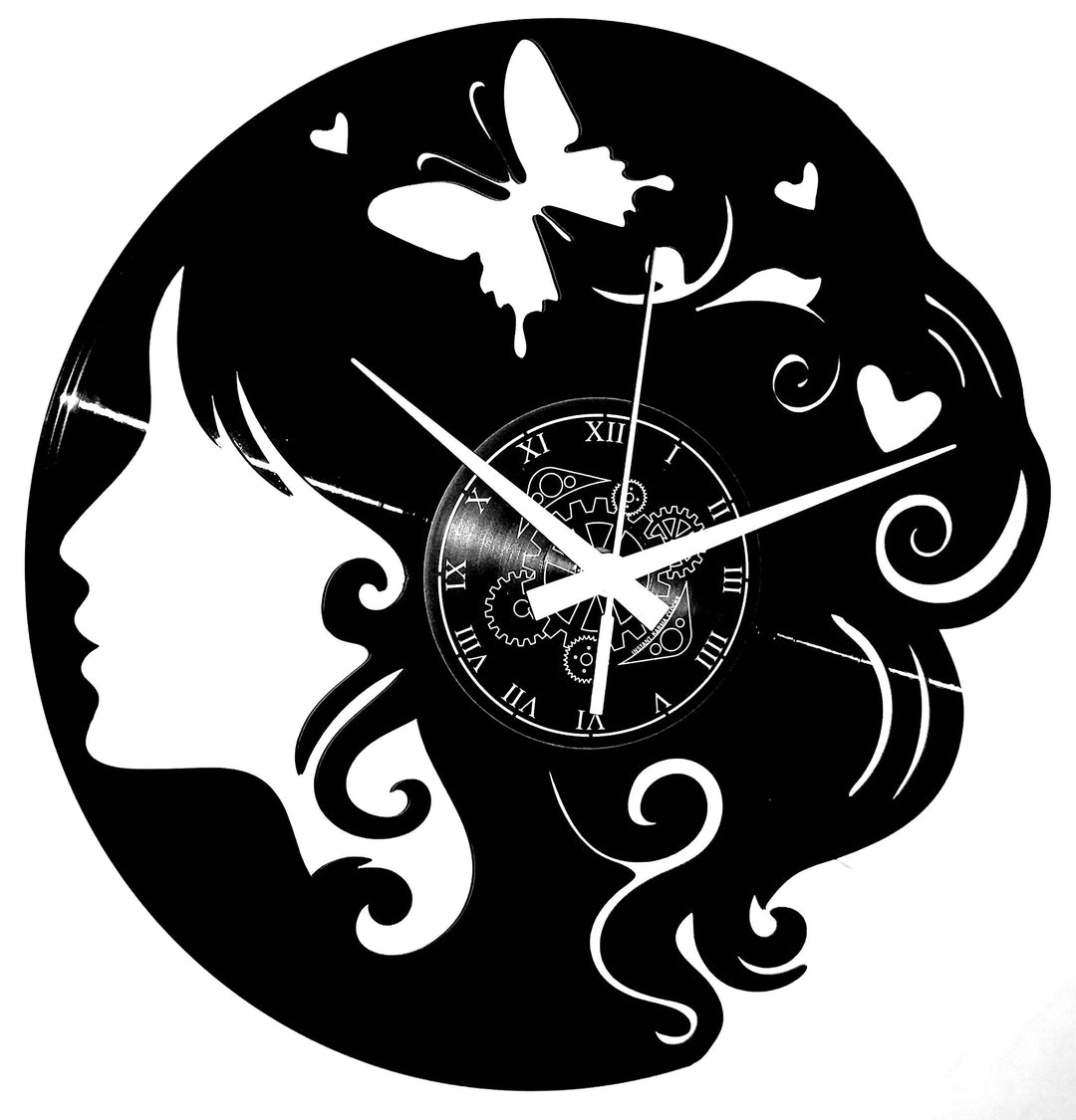 Instant Karma Clocks Wanduhr aus Vinyl Schallplattenuhr mit Schönheitszentrum Friseursalon Motiv Mod