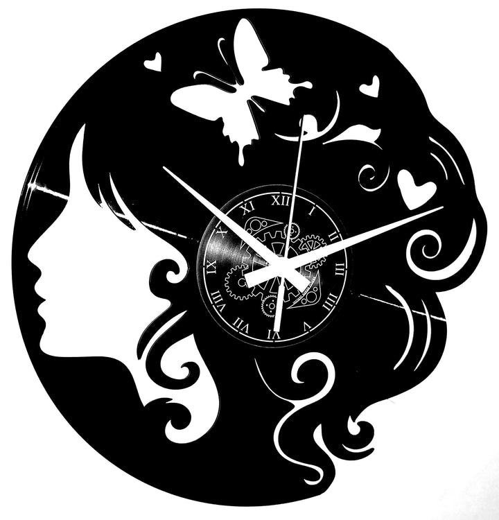 Instant Karma Clocks Wanduhr aus Vinyl Schallplattenuhr mit Schönheitszentrum Friseursalon Motiv Mod