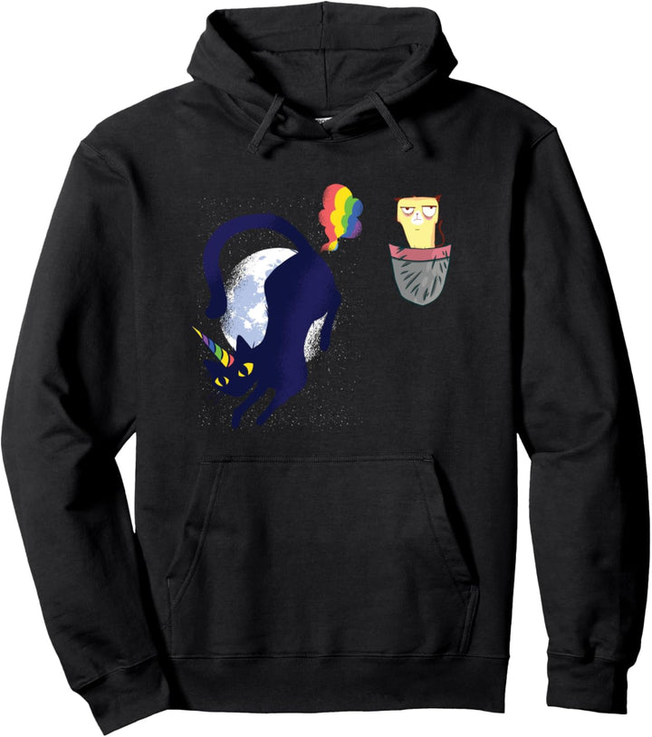 Grumpy Pocket Cat Einhorn Meowgical Caticorn Rainbow Farting Pullover Hoodie