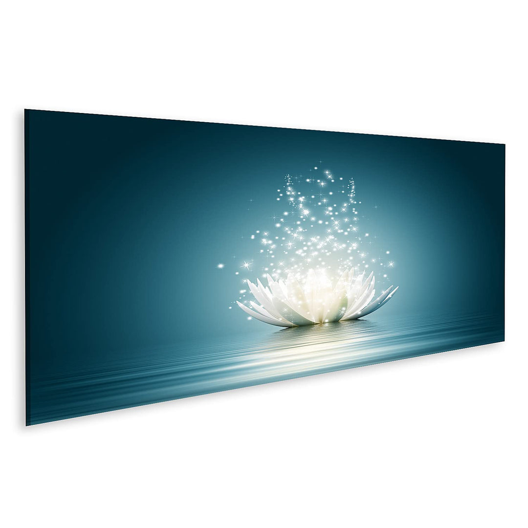 islandburner Bild auf Leinwand Lotus Blume Bilder Wandbilder Poster Leinwand 120x40cm - Panorama, Le