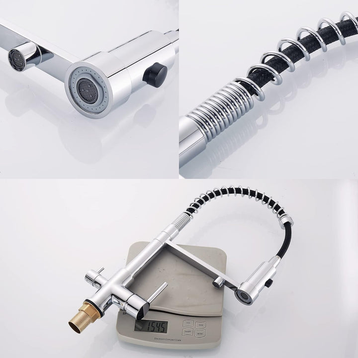 3 Wege Wasserhahn Küche, Ausziehbar Küchenarmatur, Spültischarmatur aus Messing, 3 in 1 Mischbatteri