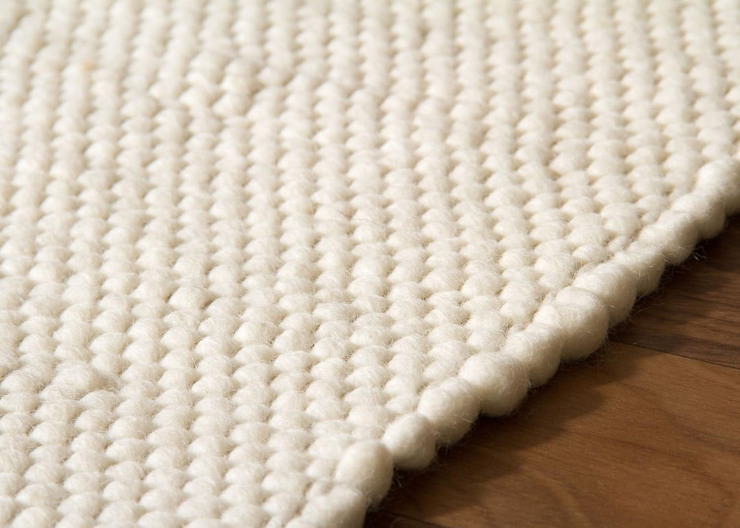 Steffensmeier Handwebteppich Gabun 100% Schurwolle Wohnzimmer im Scandi Style, Creme, Grösse 90x160