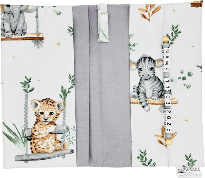 Generisch Frau Else Personalisierte Windeltasche mit Name und Datum für unterwegs, Tierbaby-Design W