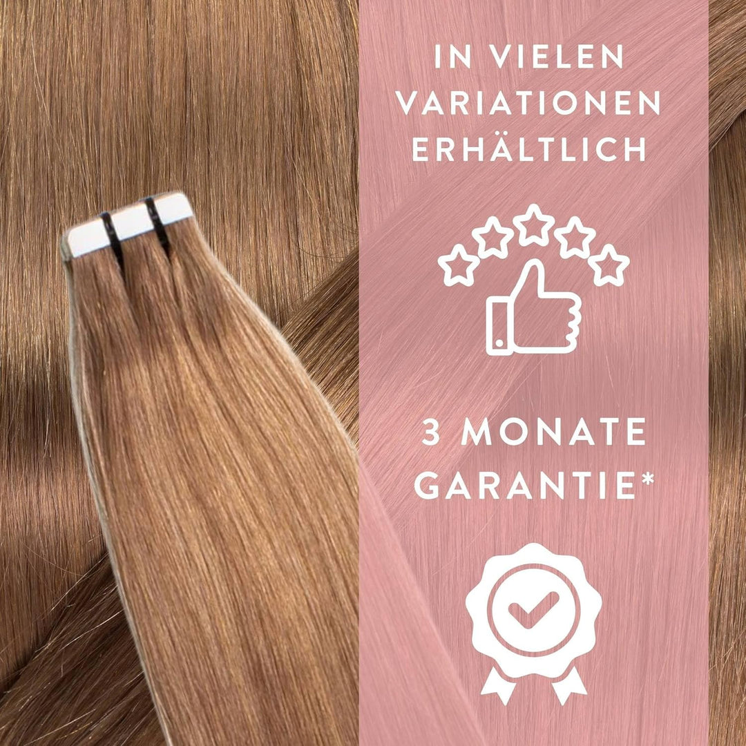 hair2heart Premium Tape Extensions Echthaar glatt - 10 Tapes 2.5g 50cm 8/1 hellblond asch 50cm 10 St