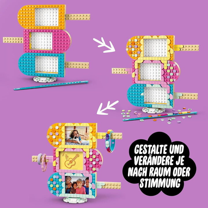 LEGO 41956 DOTS Eiscreme Bilderrahmen & Armband, DIY Bastelset für personalisierten Schmuck und Deko