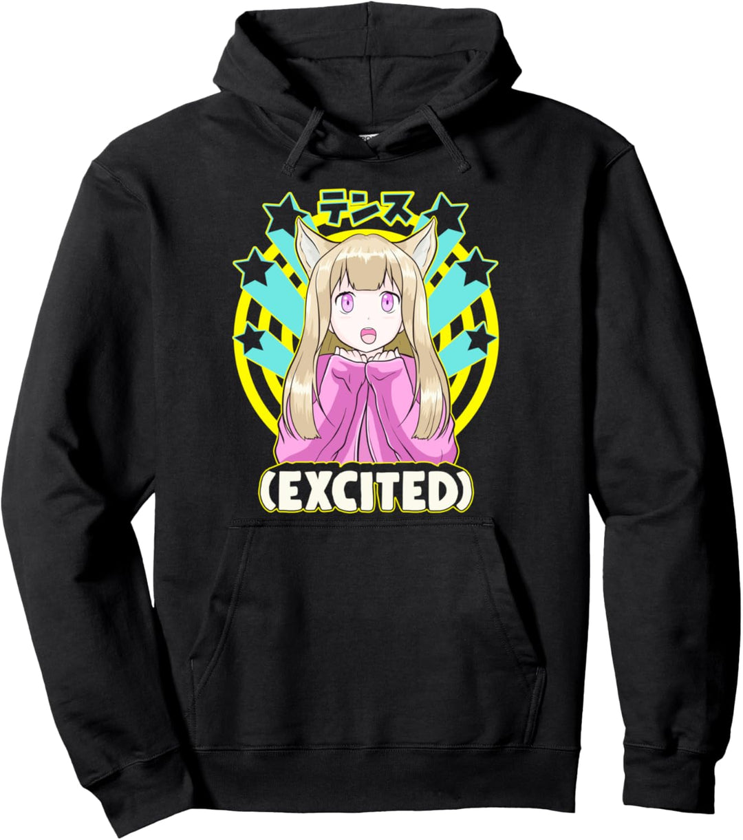 Anime Japanese Girl Manga Excited Face Cute Otaku Pullover Hoodie