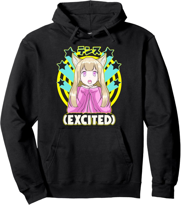 Anime Japanese Girl Manga Excited Face Cute Otaku Pullover Hoodie