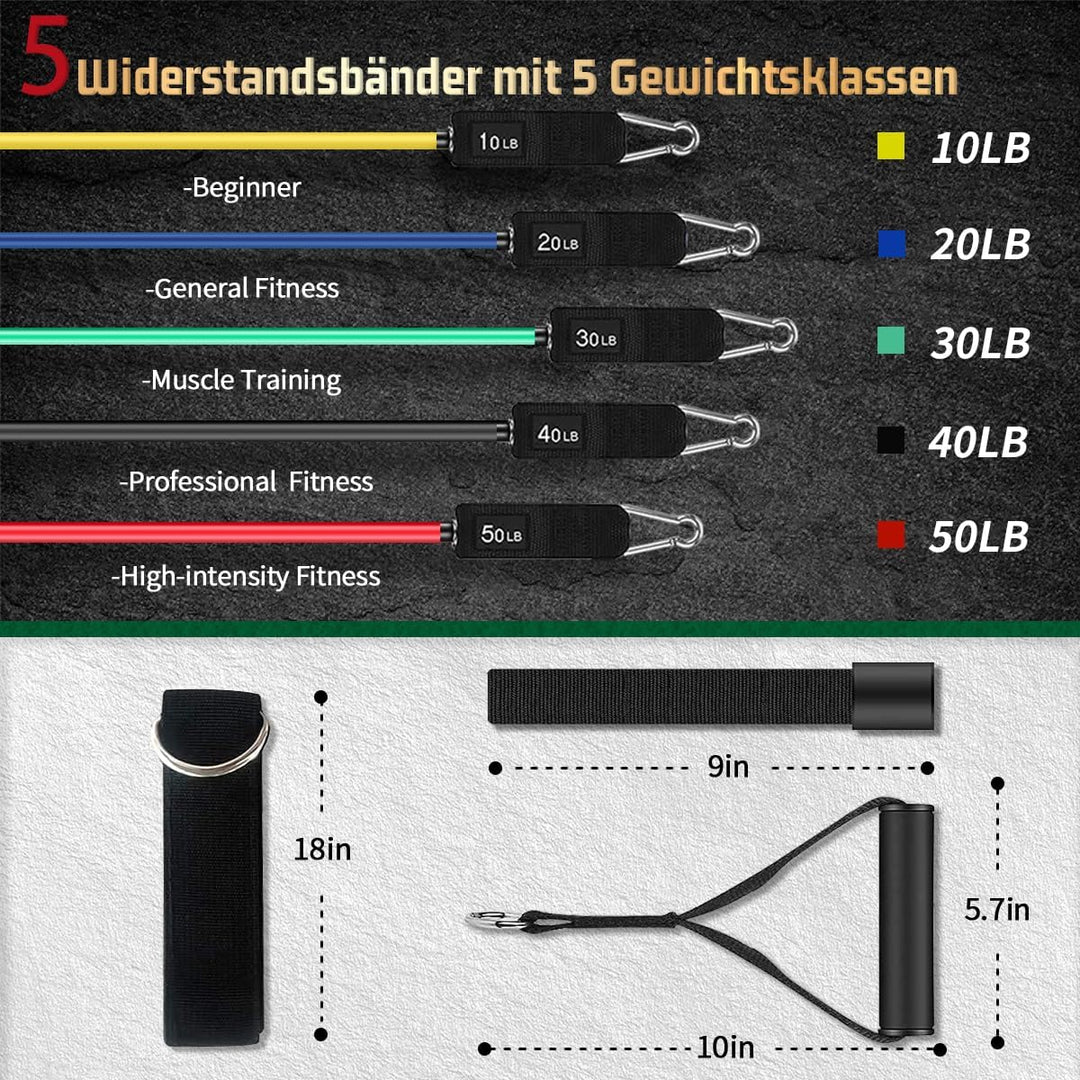 VEICK Resistance Bands Widerstandsbänder Set 5 Fitnessbänder Expander Tube Rubber Bands, Fitnessband