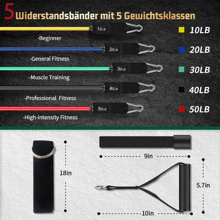 VEICK Resistance Bands Widerstandsbänder Set 5 Fitnessbänder Expander Tube Rubber Bands, Fitnessband
