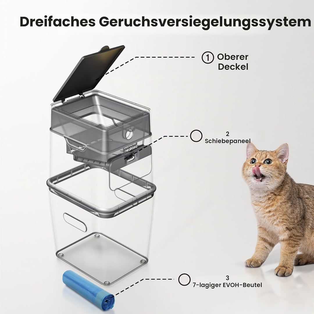 Neakasa PooGuard Katzenstreu-Entsorgungsbehälter, 9,2L Mülleimer für Katzenstreu, Hundekot und Winde