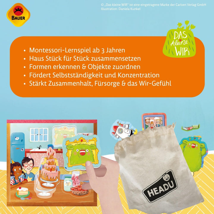 Headu DAS kleine WIR Haus Montessori Lernspiel Formen &amp; Werte für Kinder | Formen sortieren &amp; Werte