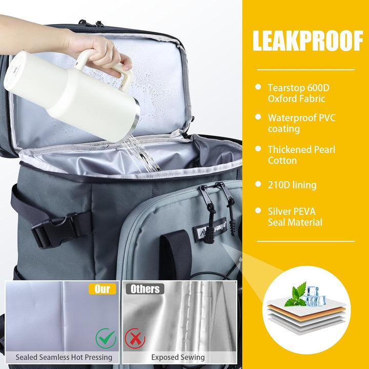 Kühlrucksack 30L Kühltasche Rucksack Gross Faltbar, 40 Dosen Kühl Thermo Rucksack Gross Isolierte Kü