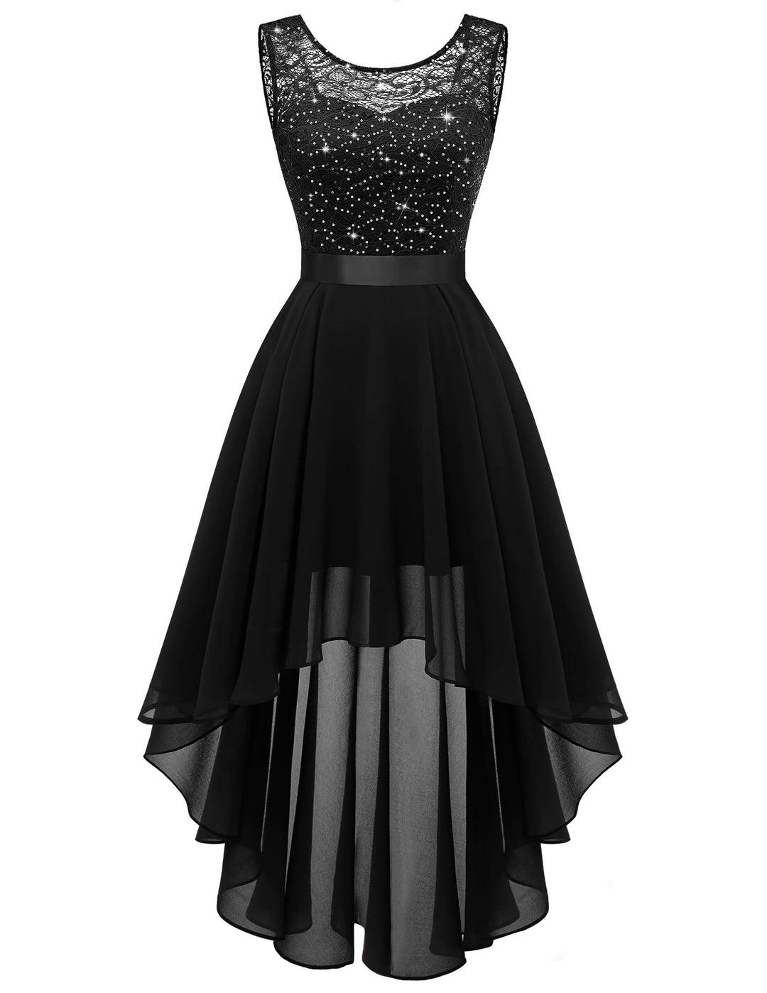 Berylove Damen Vokuhila Cocktailkleid Abendkleider Elegant für Hochzeit Festliche Kleider Ärmellos B