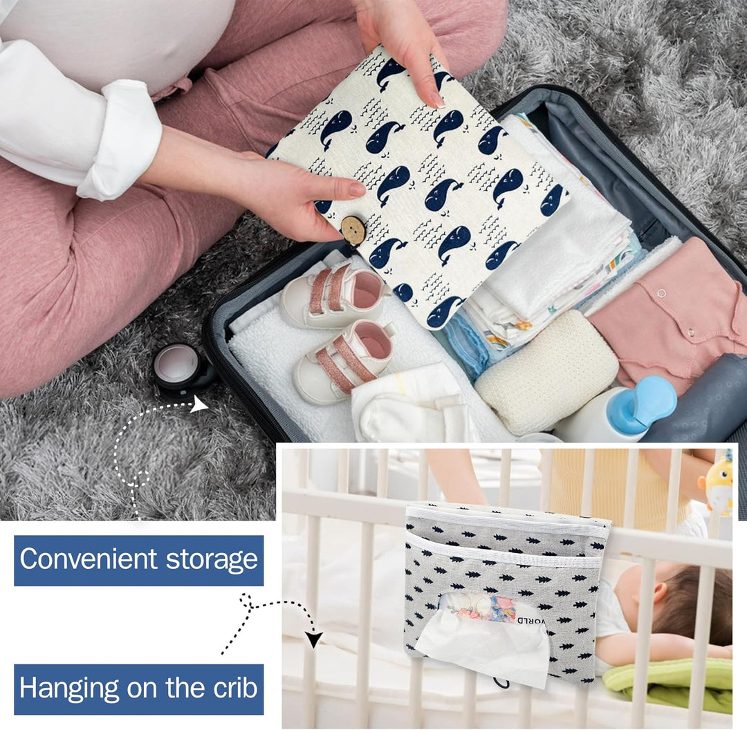 beifon Windeltasche Organizer und Kosmetiktasche 2in1,Wickeltasch mit Wickelunterlage unterwegs, kle