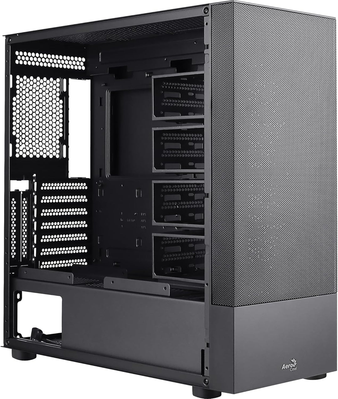 Aerocool CIPHERBKV1, PC ATX-Gehäuse, Vertikale GPU-Halterung, Front Mesh + Seitengitter, Schwarz Sch