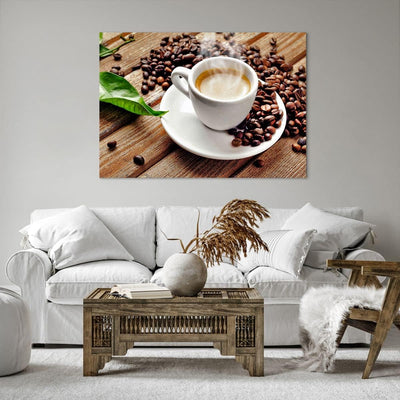 Bilder auf Leinwand 100x70cm Leinwandbild Kaffee Tasse Espresso heiss Gross Wanddeko Bild Schlafzimm