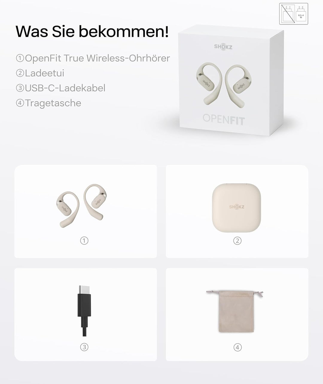 SHOKZ OpenFit True Wireless Earbuds (TWS), Open Ear Bluetooth Kabellose Kopfhörer, Audio-Exzellenz m