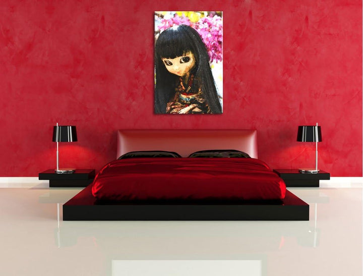 anmutige Geisha Pullip NewArt Format: 100x70 cm auf Leinwand, XXL riesige Bilder fertig gerahmt mit