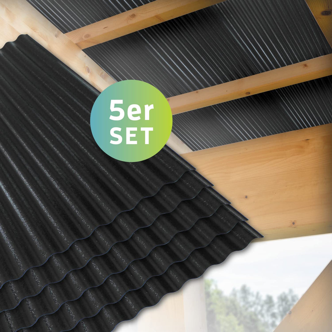 Wellplatten schwarz | 90 x 120 cm | Polycarbonat | Sinus 76/18 | 1mm Stärke (5 Stück)