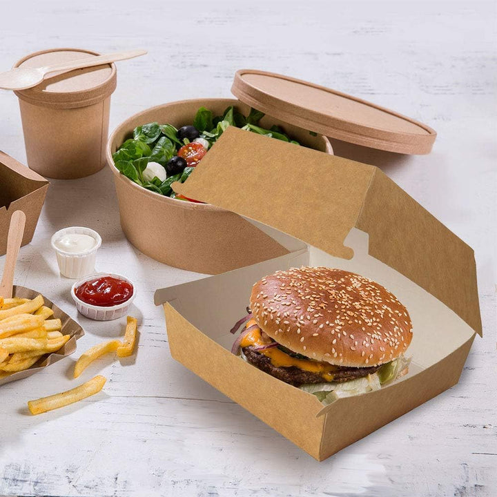 BIOZOYG Take Away Burger Box 75 Stück I Burgerboxen mit Klappdeckel I Hamburger Box aus Frischfaster