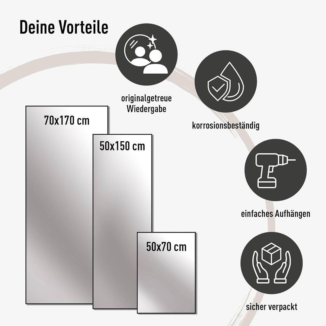 nielsen HOME Wandspiegel Alpha, Eiche Weiss, Aluminium, ca. 50x70 cm Eiche Weiss 50 x 70 cm, Eiche W