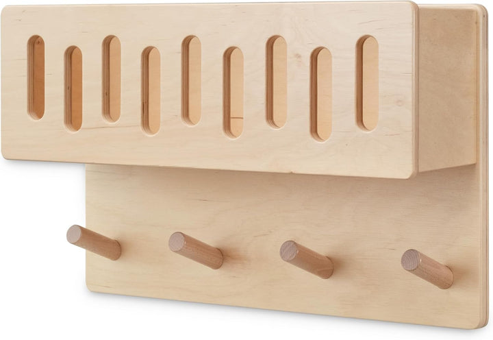 Ehrenkind® Kindergarderobe | Aus robusten Holz | Garderobe Kinder | Klein Natur mit Sichtfenster | g