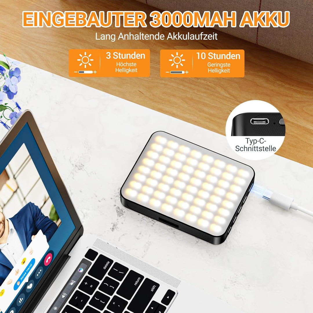 Handy Licht, 128 LED Magnetisches Selfie Licht mit 3 Lichtmodi und 10 Stufen Helligkeit, 3000-6500K