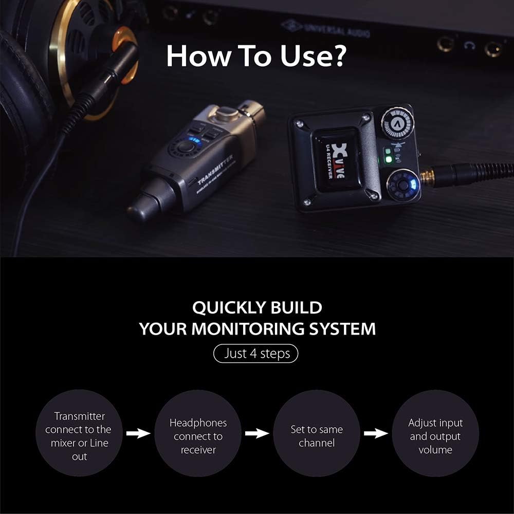 XVive U4 In-Ear Monitor Wireless System - Bundle, 1x Transmitter + 4X Receiver 2 Empfänger, 2 Empfän