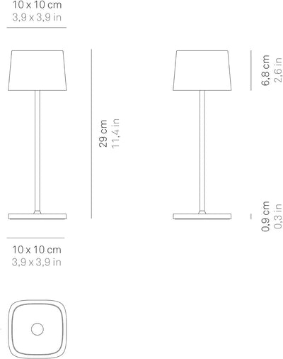 Zafferano - Ofelia Pro Kabellose LED-Tischleuchte aus Aluminium, dimmbar, IP65-Schutz, Indoor/Outdoo