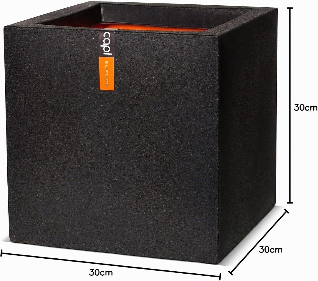 Capi Europe - Blumentopf quadratisch Smooth NL - 30x30 - Schwarz - Öffnung Ø24 - Blumentopf für den