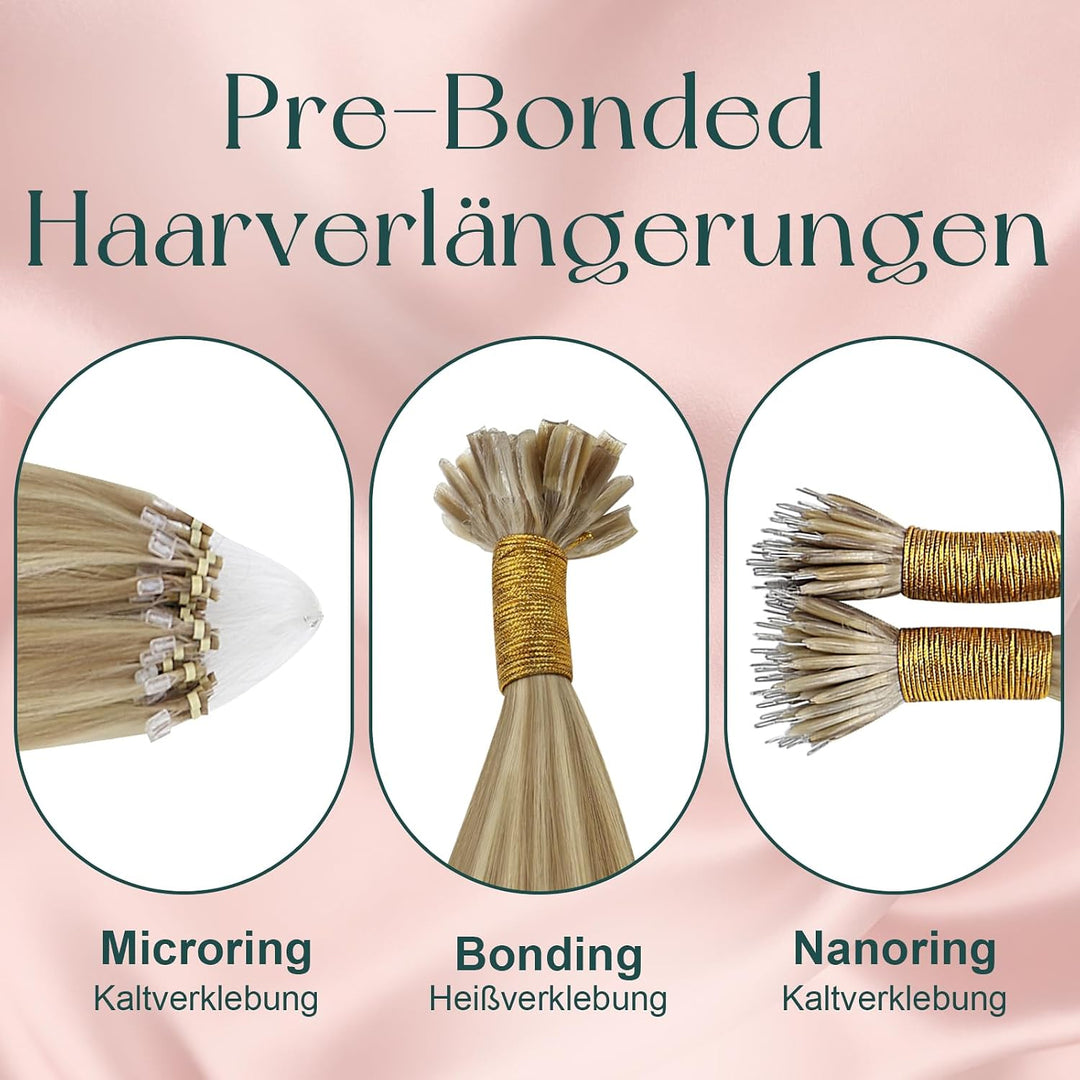 Easyouth Echthaar Extensions Bondings Blond Echthaar Bondings Extensions Aschblond Highlight Mittelb