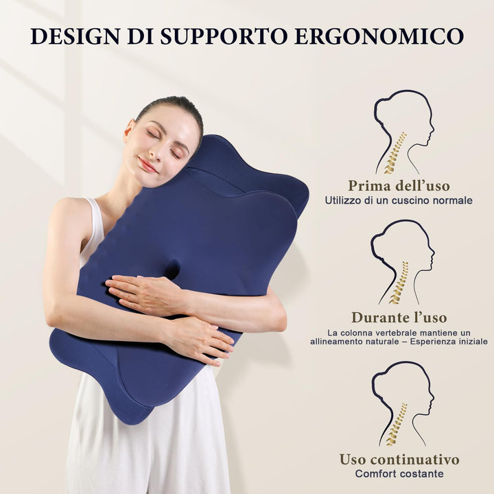 Nackenkissen Kopfkissen, Memory Foam Dunkelblau, Dunkelblau