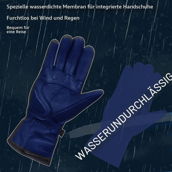 Harssidanzar Herren Winter Motorradhandschuhe,echtes Leder Vollfinger Touchscreen Thermisch gefütter