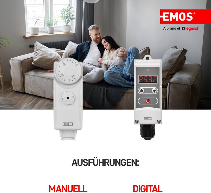 EMOS - mechanischer Thermostat mit Tauchhülse - manuell, kabelgebunden - Heiz- und Kühlsysteme - Tem