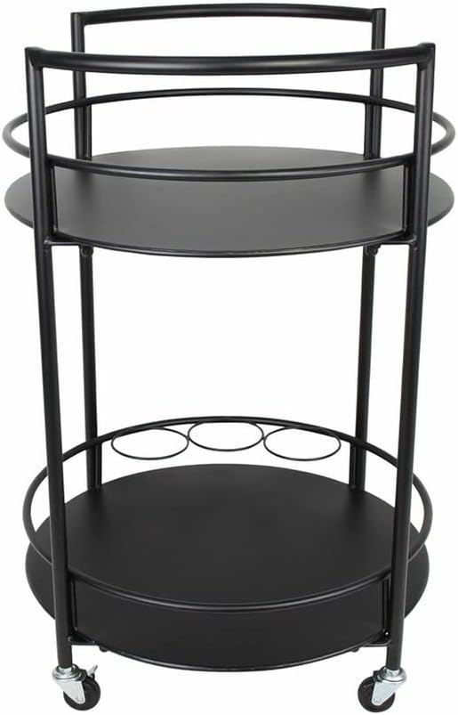 Dekoleidenschaft Servierwagen aus Metall, schwarz, Ø 46 x 69 cm, Getränkewagen, Barwagen