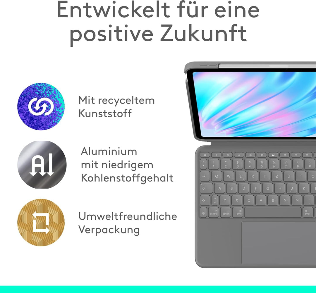 Logitech Combo Touch iPad Air 11 Zoll (M2), iPad Air (4. und 5. Generation - 2020, 2022)(2024) Tasta