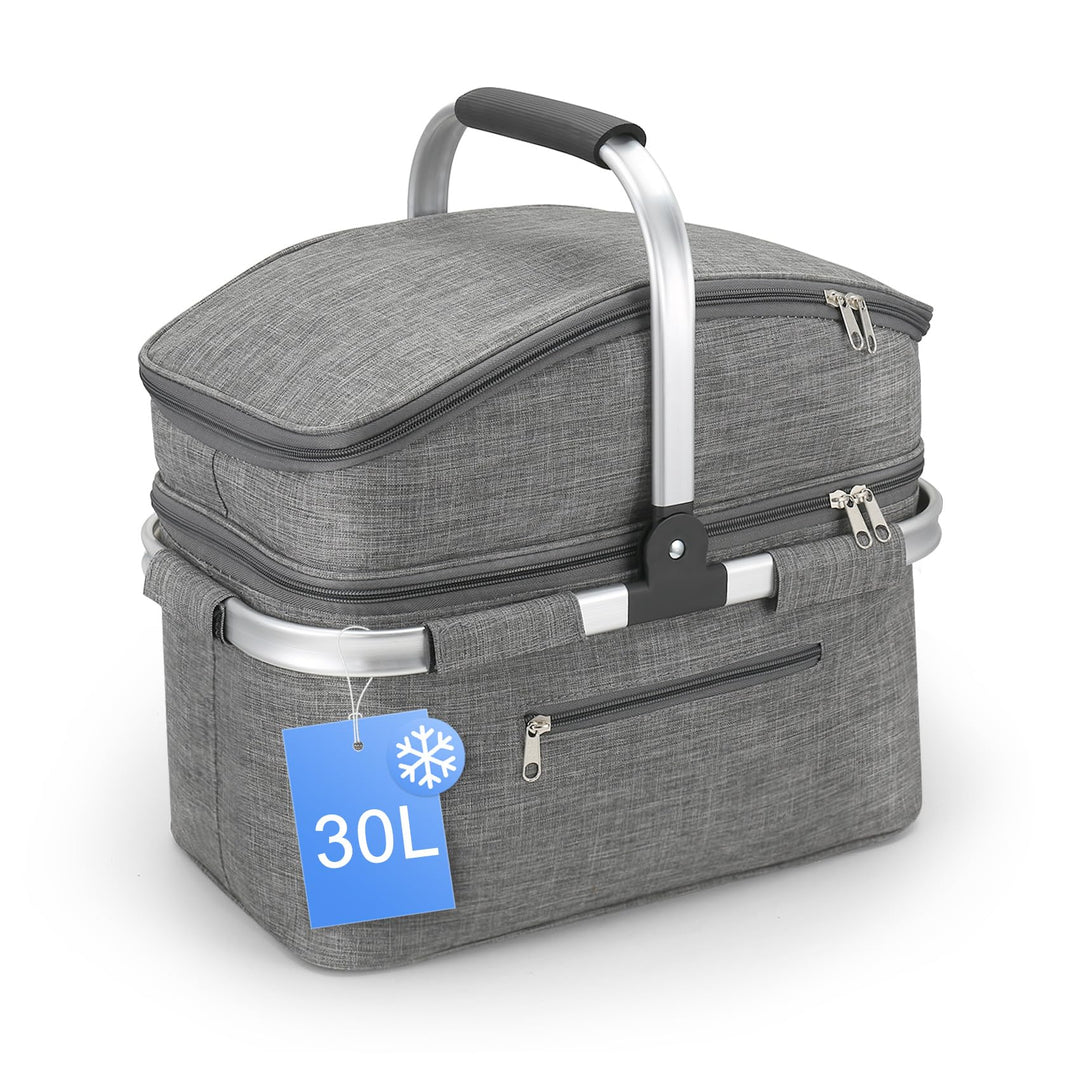 Nagoyuki 30L Einkaufskorb, Kühltasche, Faltbarer Kühlkorb, Doppellagige Einkaufstasche, Praktischer