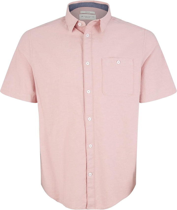 TOM TAILOR Herren Oxford Kurzarm-Hemd mit Stretch L 31201 - Velvet Rose Chambray, L 31201 - Velvet R