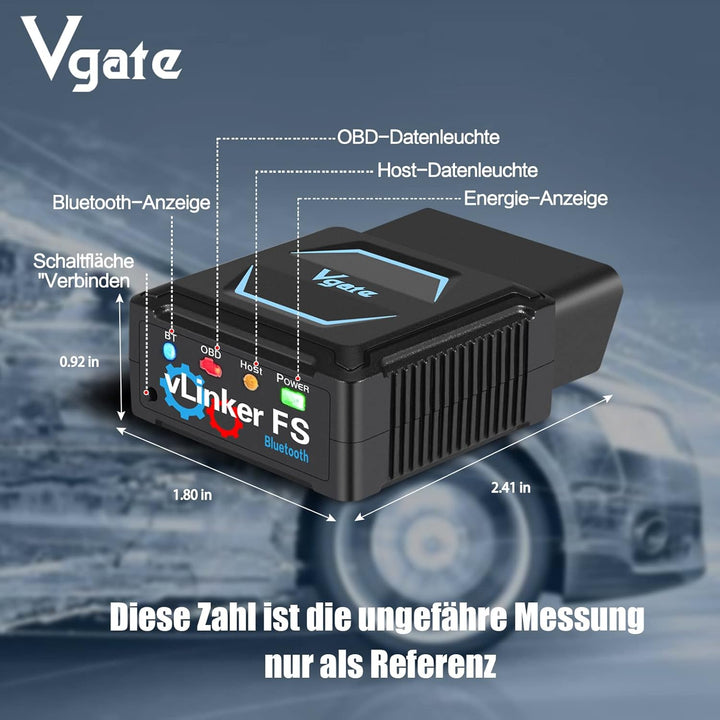 Vgate vLinker FS Bluetooth OBD2 Diagnostic Device OBD2 Bluetooth Adapter for iOS Android & Windows