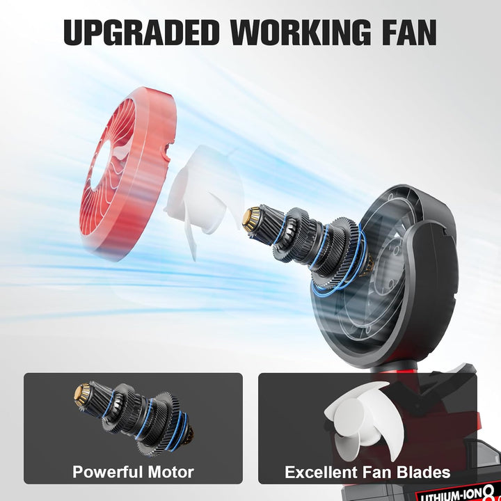 M18 Akku Clip-Ventilator für Milwaukee 18V Kabelloser Lüfter Ventilator 180°C schwenkbarer Kopf und