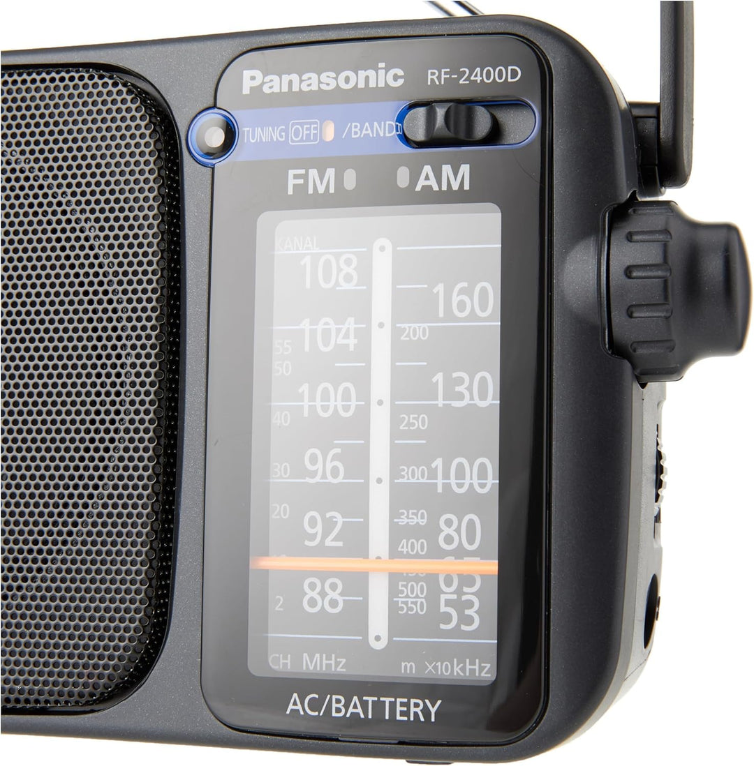 Panasonic RF-2400DEG-K Tragbares Radio mit Griff, Netz- oder Batteriebetrieb schwarz Single, Single