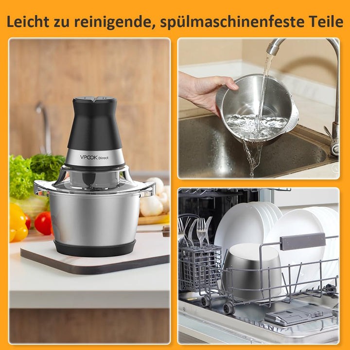 Zerkleinerer küche elektrisch mit 1.2 L Edelstahl Behälter, Elektrischer Multizerkleinerer, Leistung