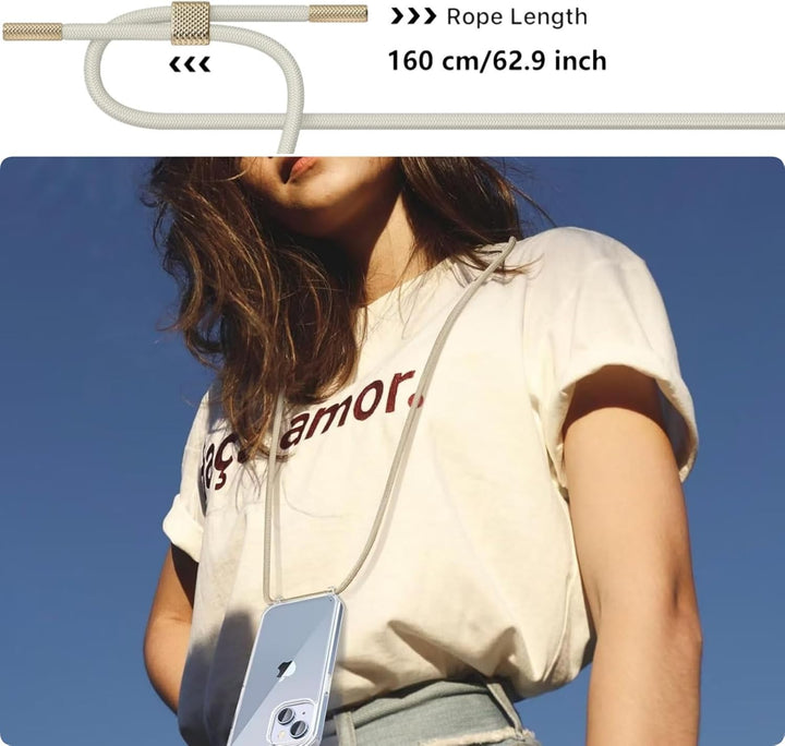 Handykette mit Band für Apple iPhone 12 Mini Hülle - Necklace Handyhülle - Transparente Case zum Umh