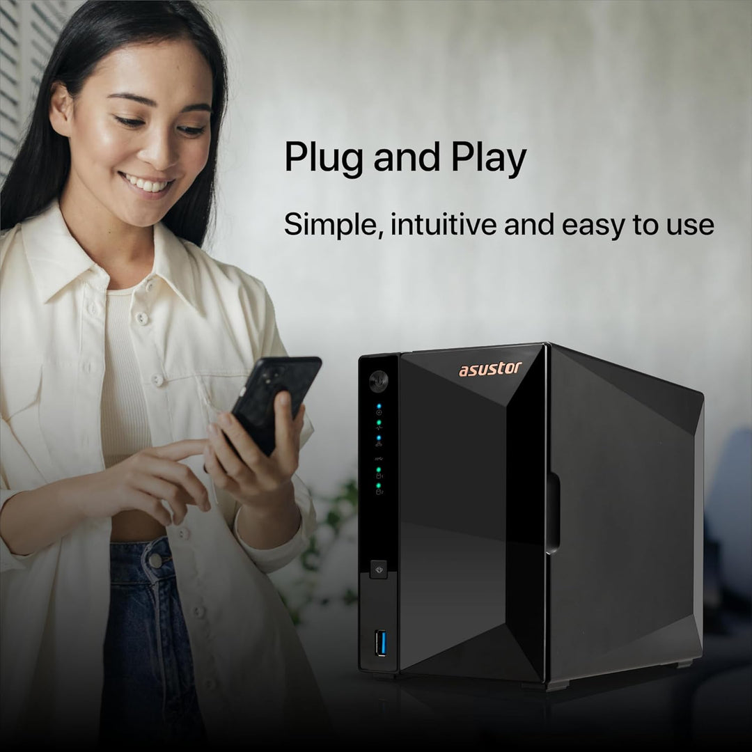 Asustor Drivestor 2 Pro Gen2 AS3302T v2, 2 Bay NAS Gehäuse Netzwerkspeicher, 1.7GHz Quad-Core, 2.5Gb