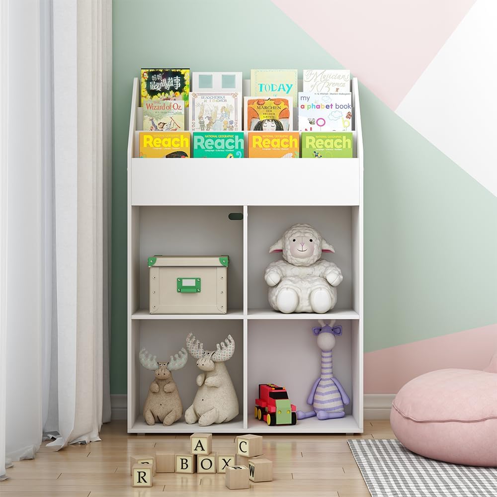Vicco Kinderregal Weiss Conny mit 4 Ablagen für Faltboxen - 72x111x30 cm aus Spanplatte - Bücherrega