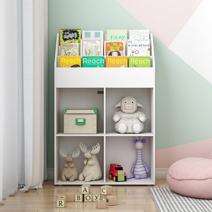 Vicco Kinderregal Weiss Conny mit 4 Ablagen für Faltboxen - 72x111x30 cm aus Spanplatte - Bücherrega