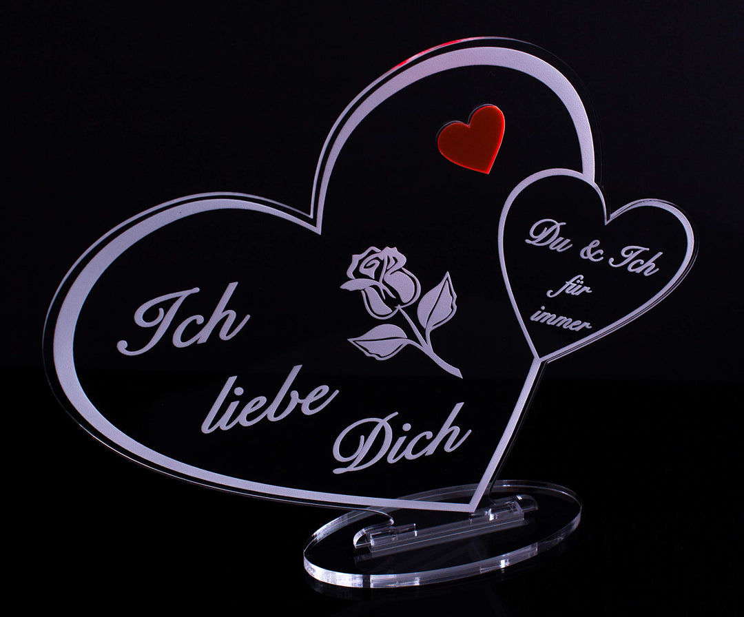 Acryl Schild in Doppelherz Form Liebe Mama, Perfekt zu Muttertag oder Weihnachten, mit Lasergravur,