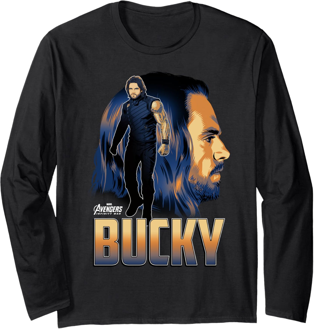 Marvel Infinity War Bucky Big Head Profile Langarmshirt